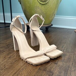 Charlotte Russe Elegant Cream Ankle Strap Heels